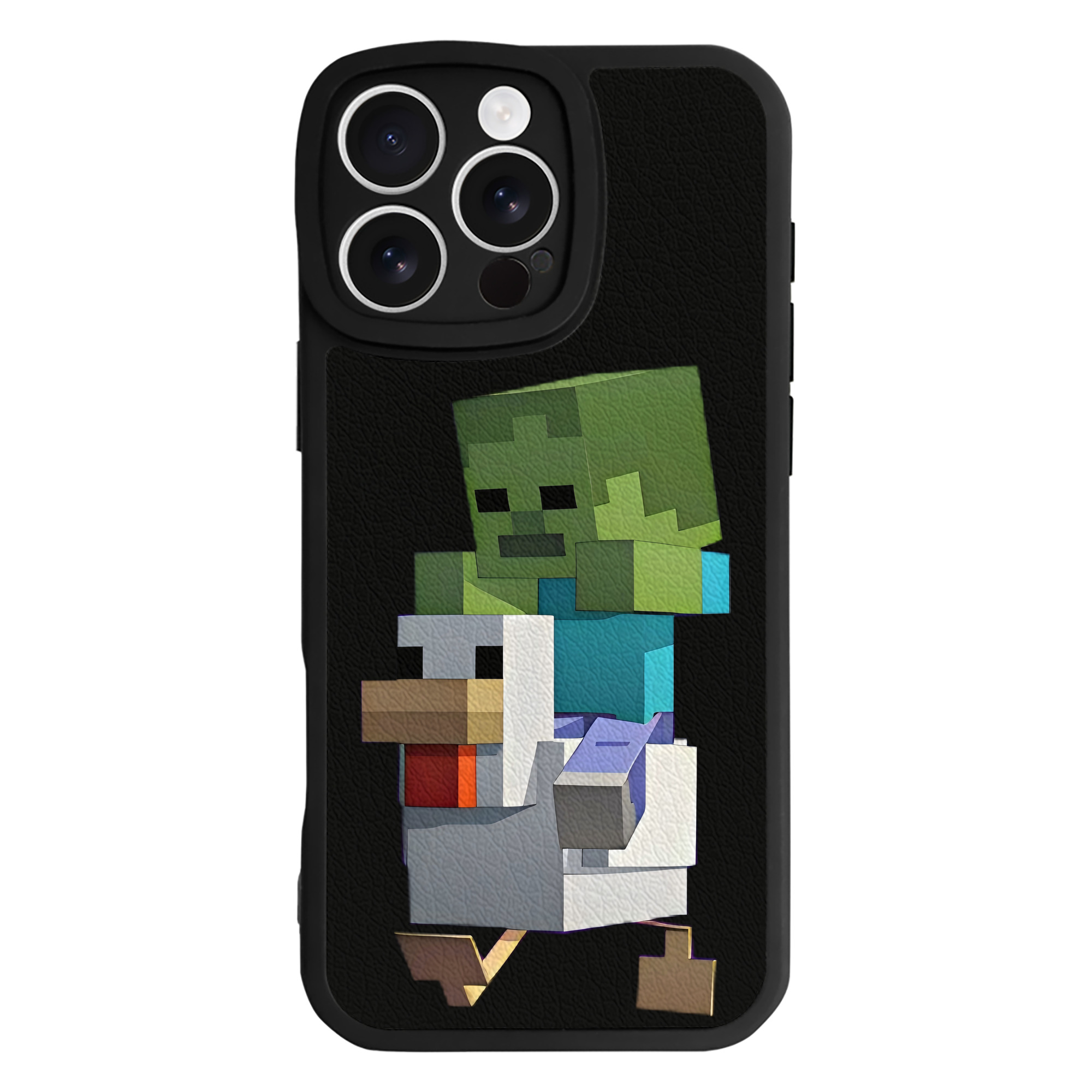 （画像用） マインクラフト ブロックの世界 Minecraft MC Block world 【iPhone 16シリーズ対応】シリコンスマホケース（レザー調） 材質：シリコン